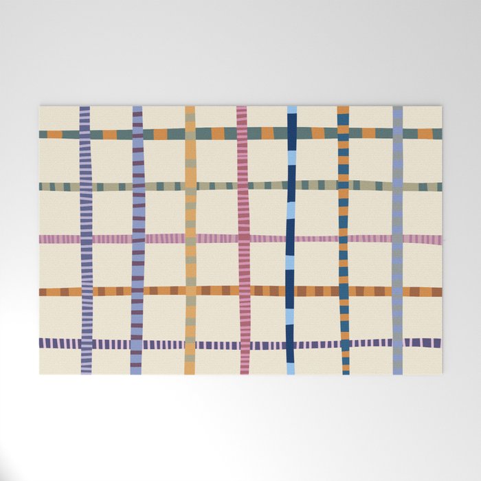 Colorful Patterned Grid Welcome Mat Gallery Image 1