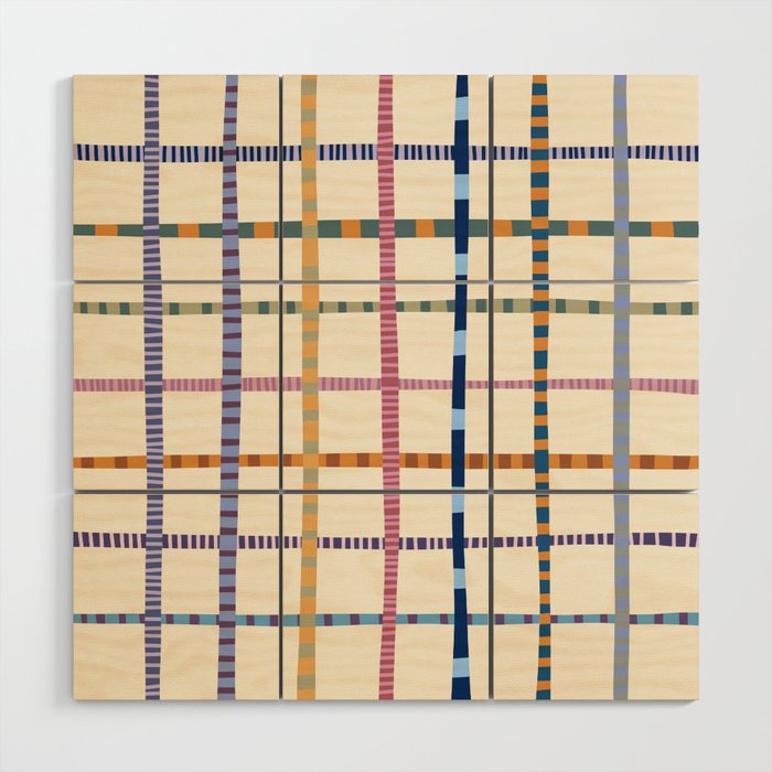 Colorful Patterned Grid Wood Wall Art Gallery Image 1