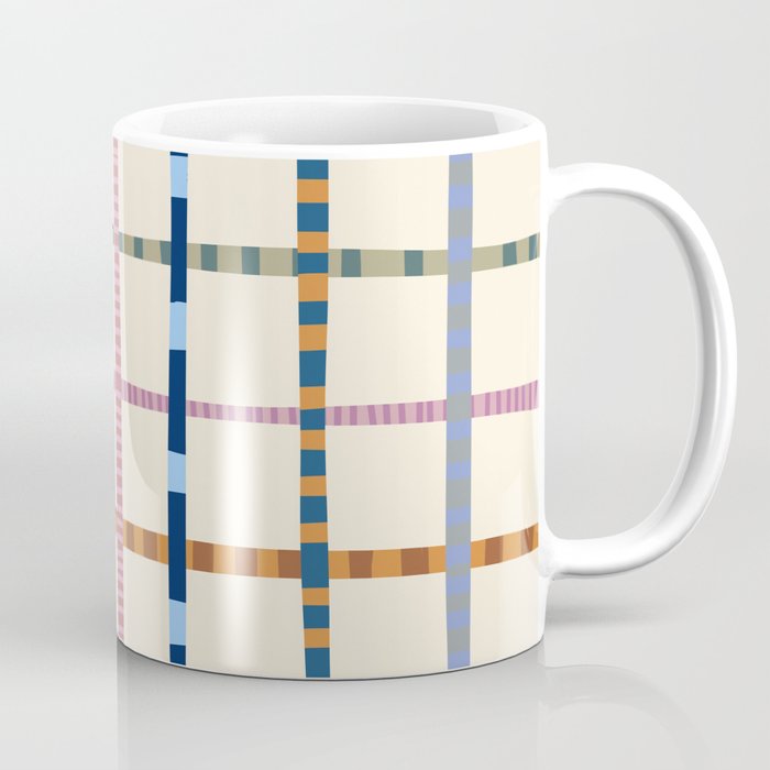 Colorful Patterned Grid Coffee Mug Gallery Image 1
