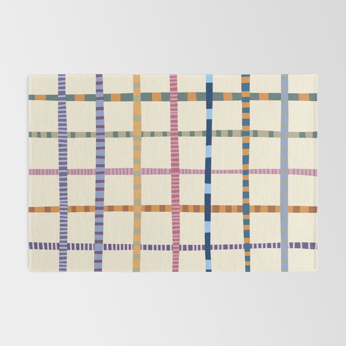 Colorful Patterned Grid Rug Gallery Image 2