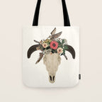 cow skull flowers Tote Bag Gallery Image 1