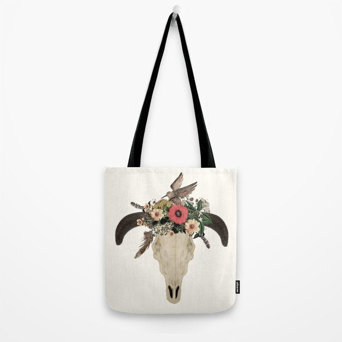 cow skull flowers Tote Bag Gallery Image 2