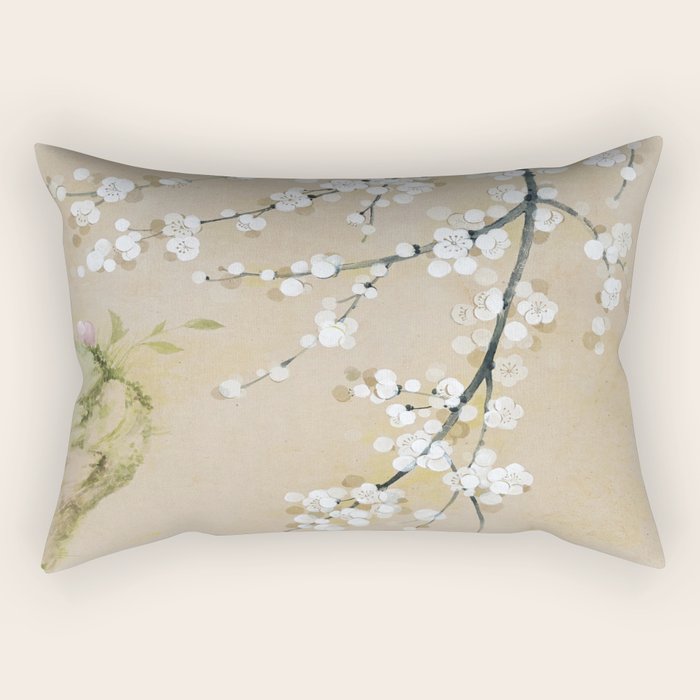 Ume flower painting,korean painting. chinoiserie. Rectangular Pillow Gallery Image 1