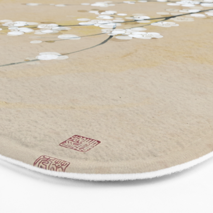 Ume flower painting,korean painting. chinoiserie. Bath Mat Gallery Image 3