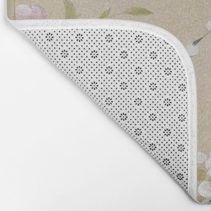 Ume flower painting,korean painting. chinoiserie. Bath Mat Gallery Image 2