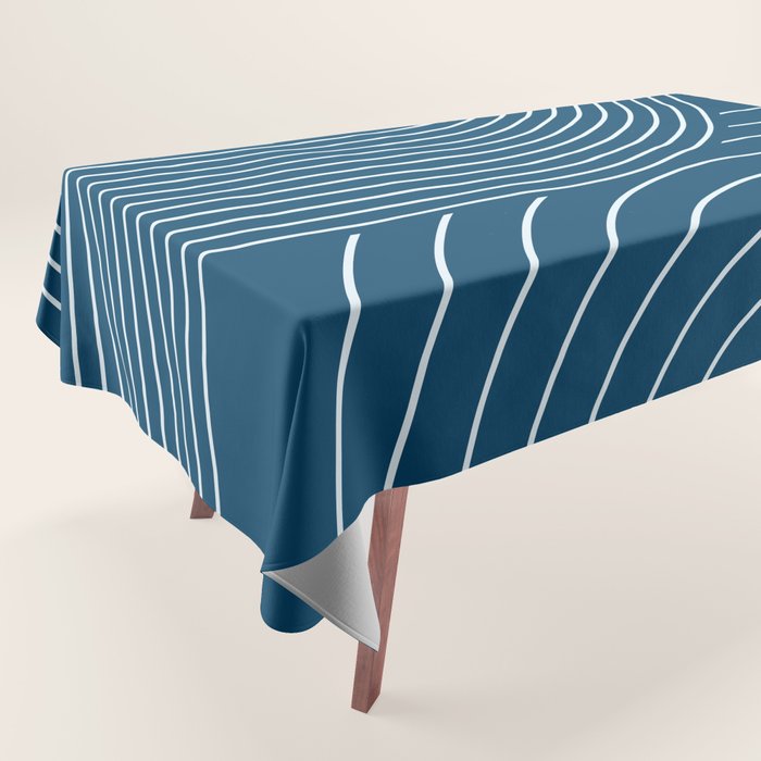 Geometric Lines in night Blue 16 (Rainbow Abstract) Tablecloth Gallery Image 1
