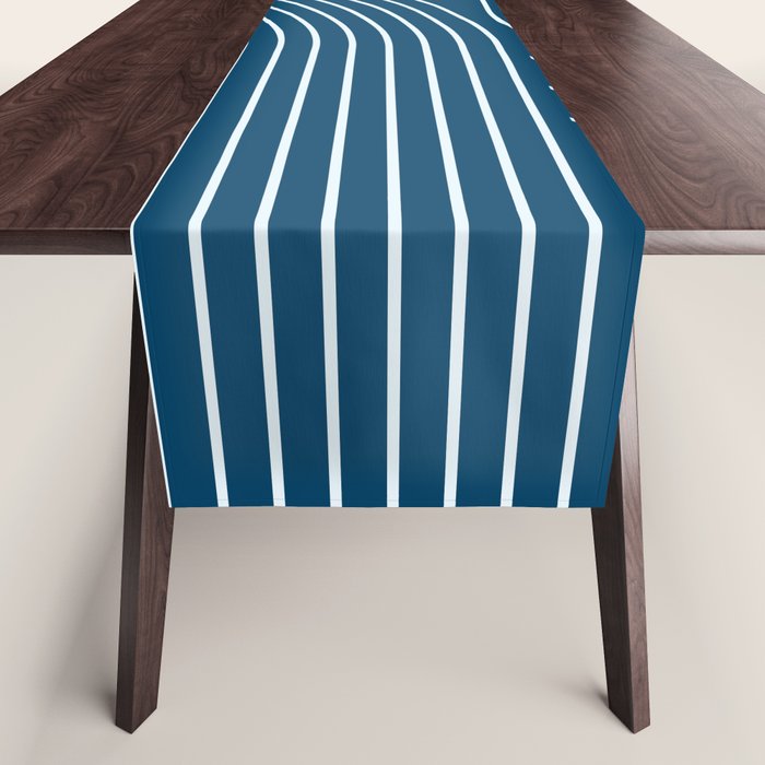 Geometric Lines in night Blue 16 (Rainbow Abstract) Table Runner Gallery Image 1