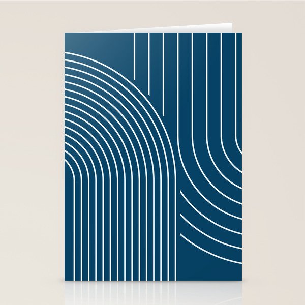 Geometric Lines in night Blue 16 (Rainbow Abstract) Stationery Card Gallery Image 2