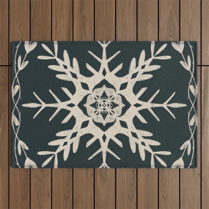 Scandinavian Snowflake no. 3 navy colorway  Outdoor Rug Gallery Image 1