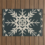 Scandinavian Snowflake no. 3 navy colorway  Outdoor Rug Gallery Image 1