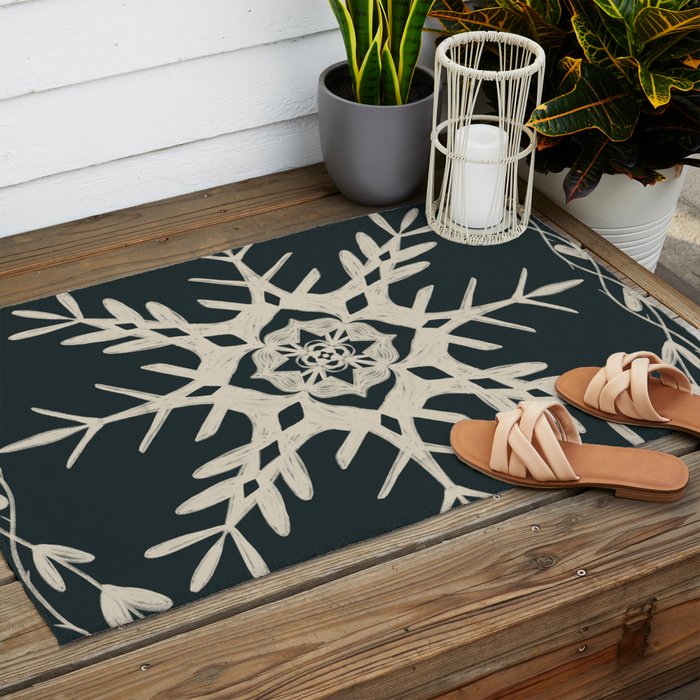 Scandinavian Snowflake no. 3 navy colorway  Outdoor Rug Gallery Image 2
