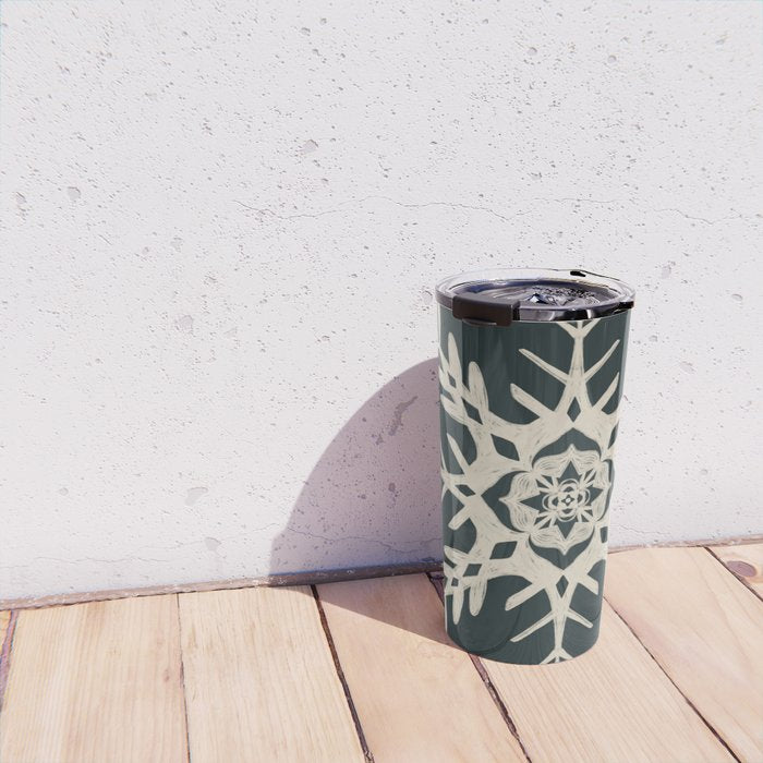 Scandinavian Snowflake no. 3 navy colorway  Travel Mug Gallery Image 4