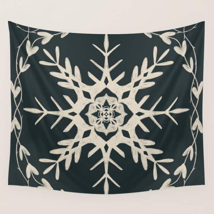 Scandinavian Snowflake no. 3 navy colorway  Wall Tapestry Gallery Image 1