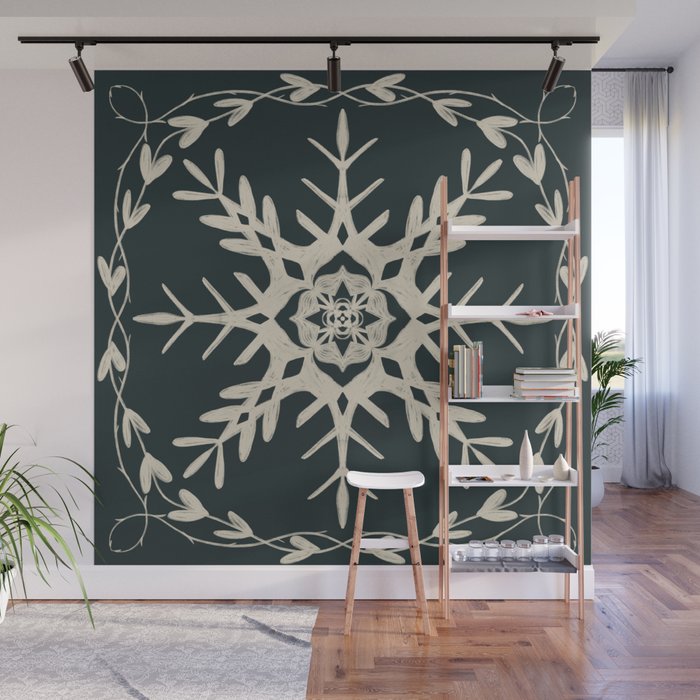 Scandinavian Snowflake no. 3 navy colorway  Wall Mural Gallery Image 1