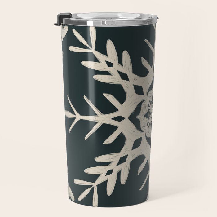 Scandinavian Snowflake no. 3 navy colorway  Travel Mug Gallery Image 3