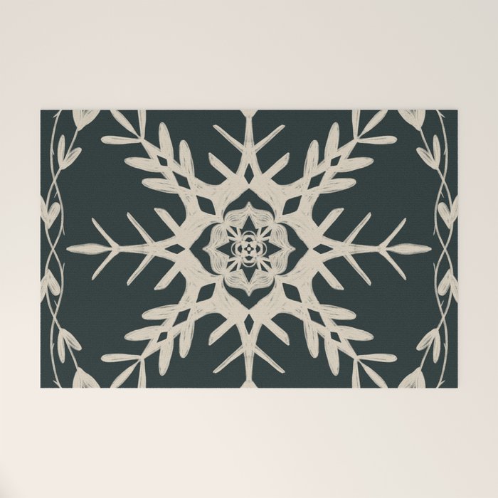 Scandinavian Snowflake no. 3 navy colorway  Welcome Mat Gallery Image 1