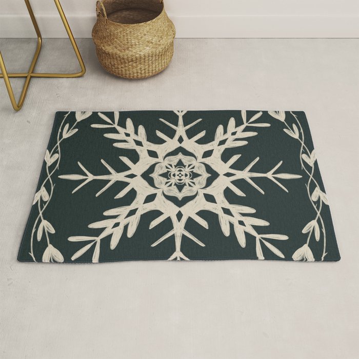Scandinavian Snowflake no. 3 navy colorway  Rug Gallery Image 1