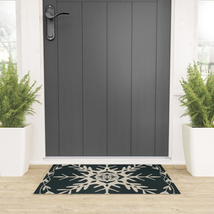 Scandinavian Snowflake no. 3 navy colorway  Welcome Mat Gallery Image 3