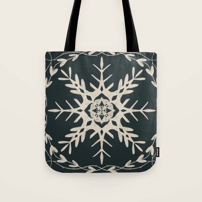 Scandinavian Snowflake no. 3 navy colorway  Tote Bag Gallery Image 1