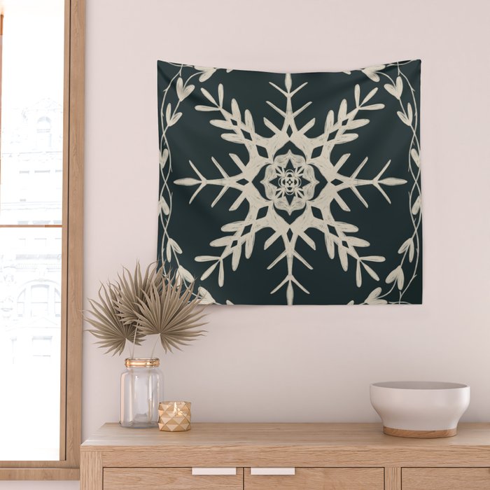Scandinavian Snowflake no. 3 navy colorway  Wall Tapestry Gallery Image 2