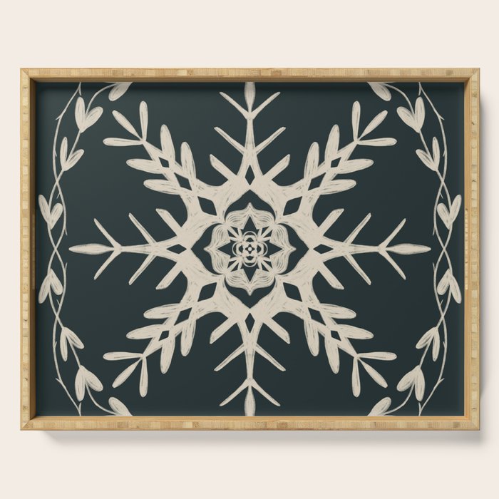 Scandinavian Snowflake no. 3 navy colorway  Serving Tray Gallery Image 1