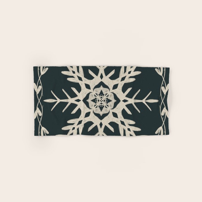 Scandinavian Snowflake no. 3 navy colorway  Bath Towel Gallery Image 1