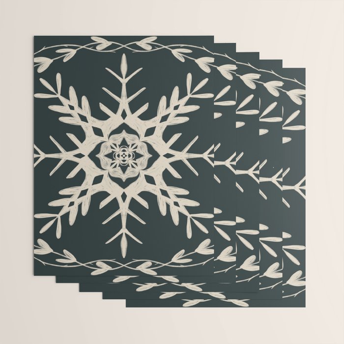 Scandinavian Snowflake no. 3 navy colorway  Wrapping Paper Gallery Image 3