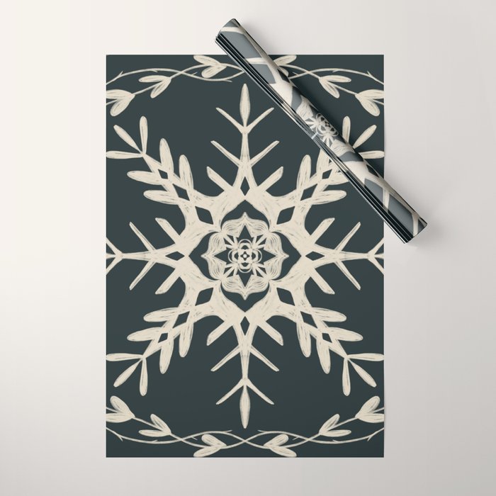 Scandinavian Snowflake no. 3 navy colorway  Wrapping Paper Gallery Image 1