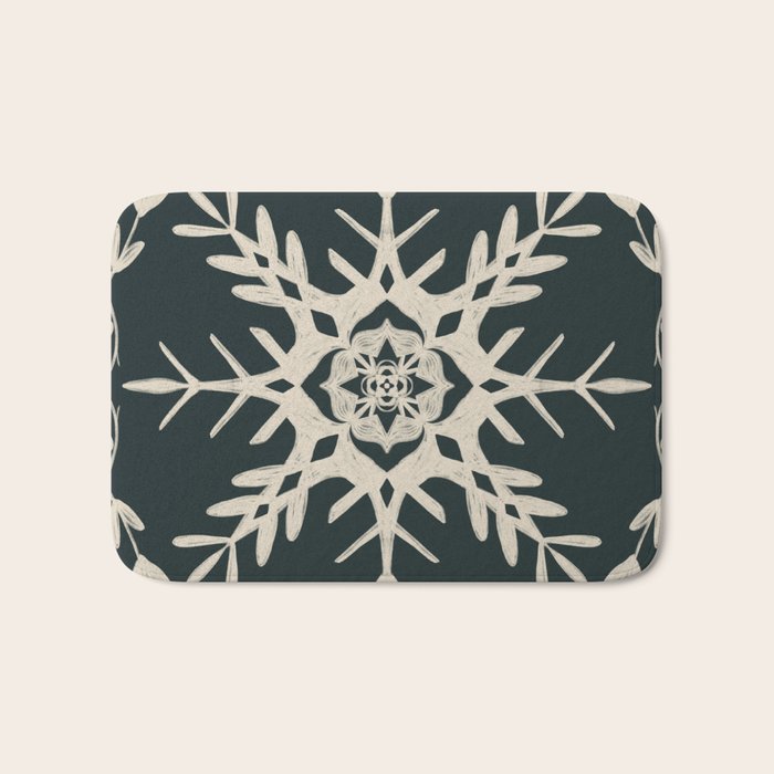 Scandinavian Snowflake no. 3 navy colorway  Bath Mat Gallery Image 1