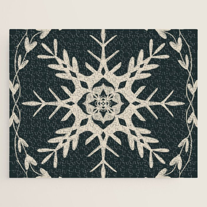 Scandinavian Snowflake no. 3 navy colorway  Jigsaw Puzzle Gallery Image 1