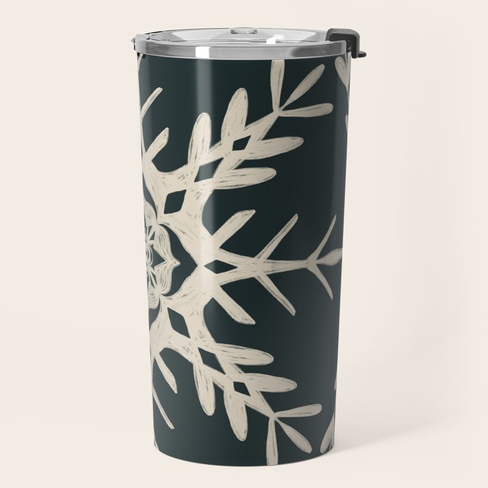 Scandinavian Snowflake no. 3 navy colorway  Travel Mug Gallery Image 2