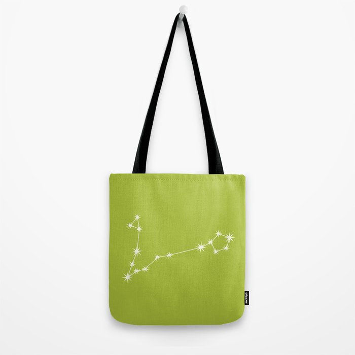 Pisces Zodiac Star Constellation Line Art Chartreuse Green Tote Bag Gallery Image 2