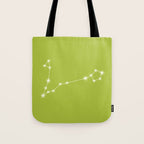 Pisces Zodiac Star Constellation Line Art Chartreuse Green Tote Bag Gallery Image 1