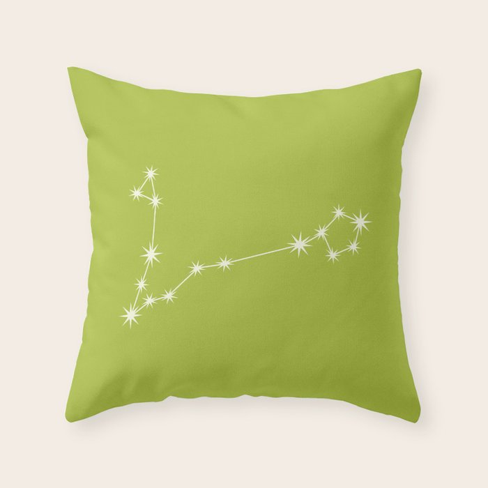 Pisces Zodiac Star Constellation Line Art Chartreuse Green Throw Pillow Gallery Image 6