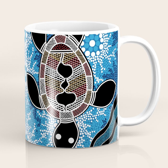 Authentic Aboriginal Art - Sea Turtles Coffee Mug Gallery Image 1