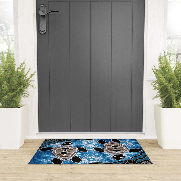 Authentic Aboriginal Art - Sea Turtles Welcome Mat Gallery Image 3