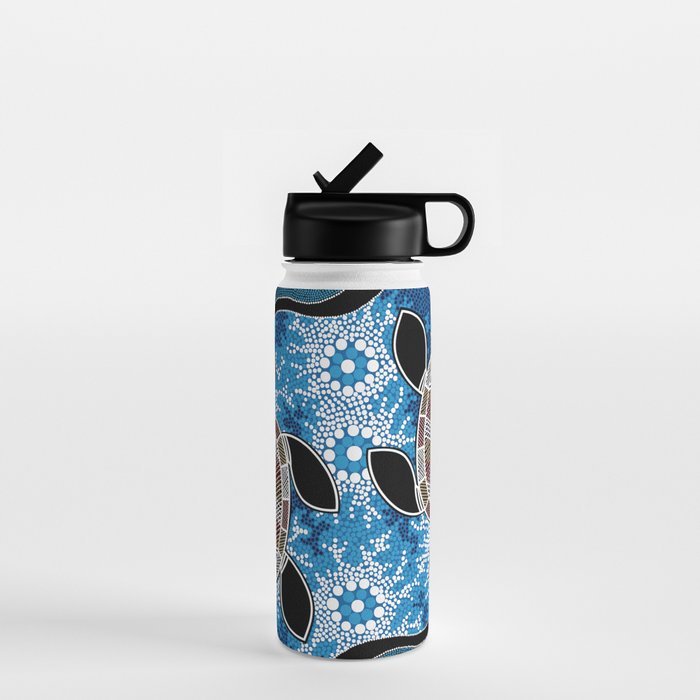 Authentic Aboriginal Art - Sea Turtles Water Bottle Gallery Image 1
