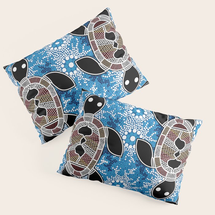 Authentic Aboriginal Art - Sea Turtles Pillow Sham Gallery Image 1