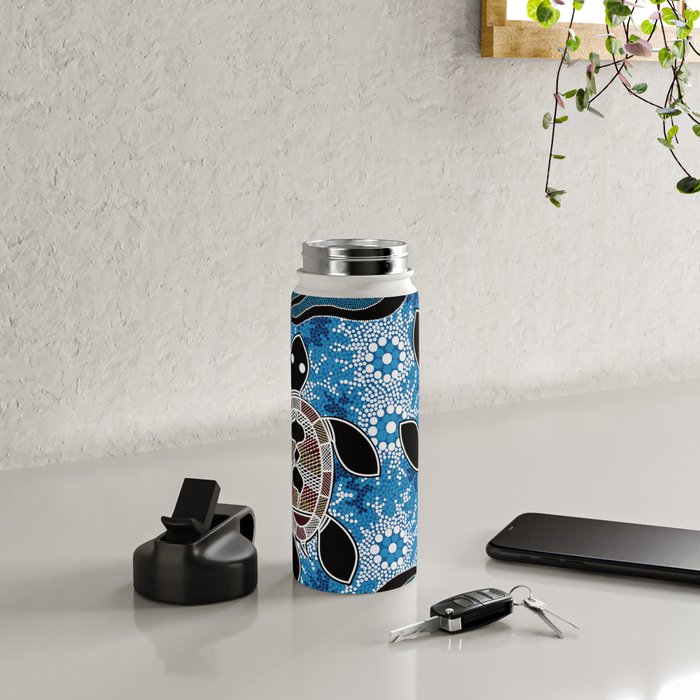 Authentic Aboriginal Art - Sea Turtles Water Bottle Gallery Image 4