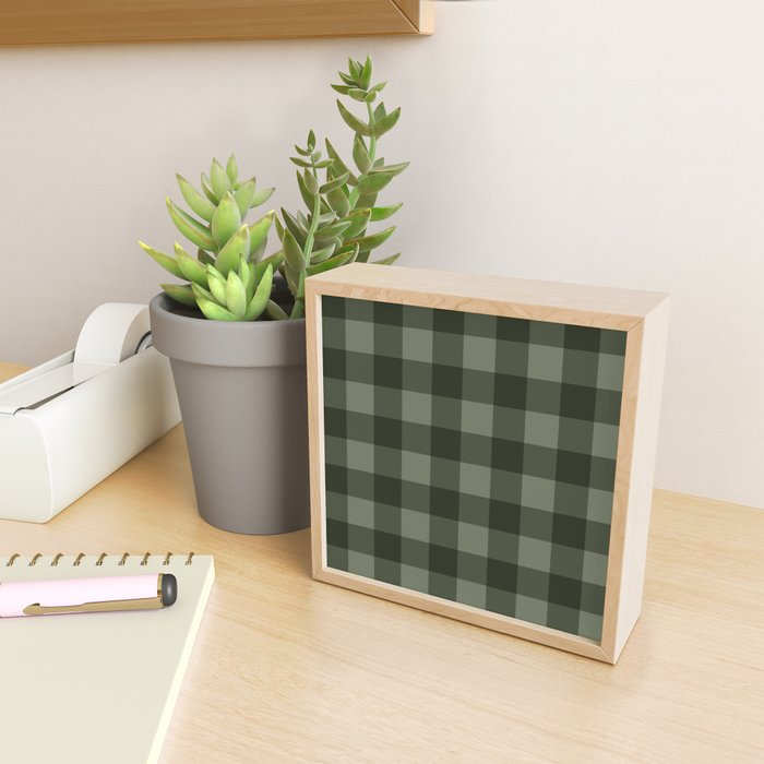 Gingham Plaid Pattern - Forest Green Mini Art Print Gallery Image 2