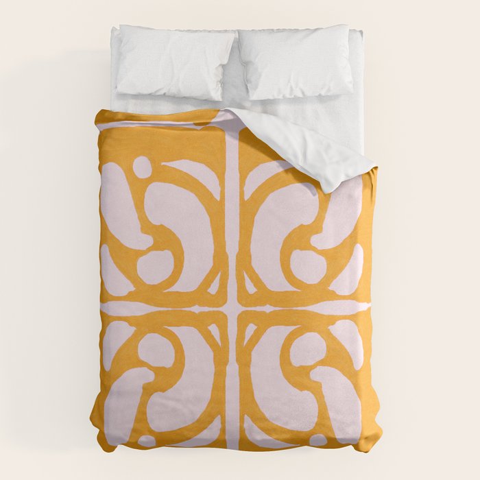 Abstract in Yellow and Cream Duvet Cover