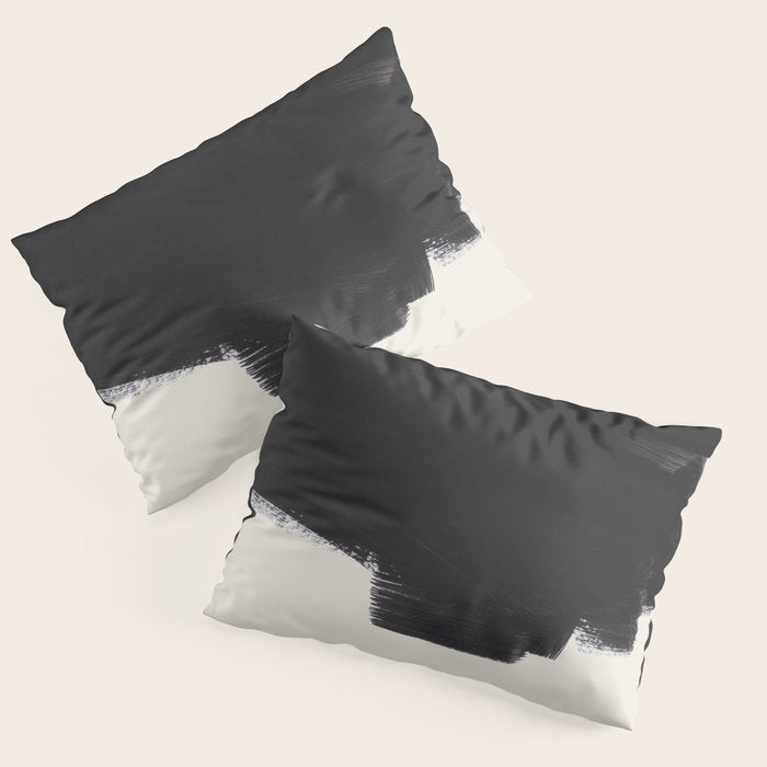 Mid Century Modern Minimalist Abstract Art Brush Strokes Black & White Ink Art Colorfield Pillow Sham Gallery Image 3