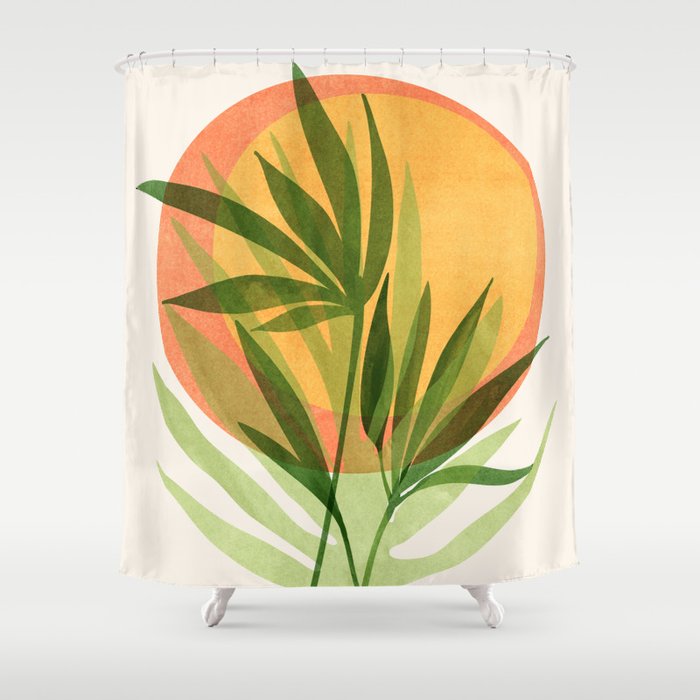 Retro Sunset Garden Still Life Shower Curtain Gallery Image 1