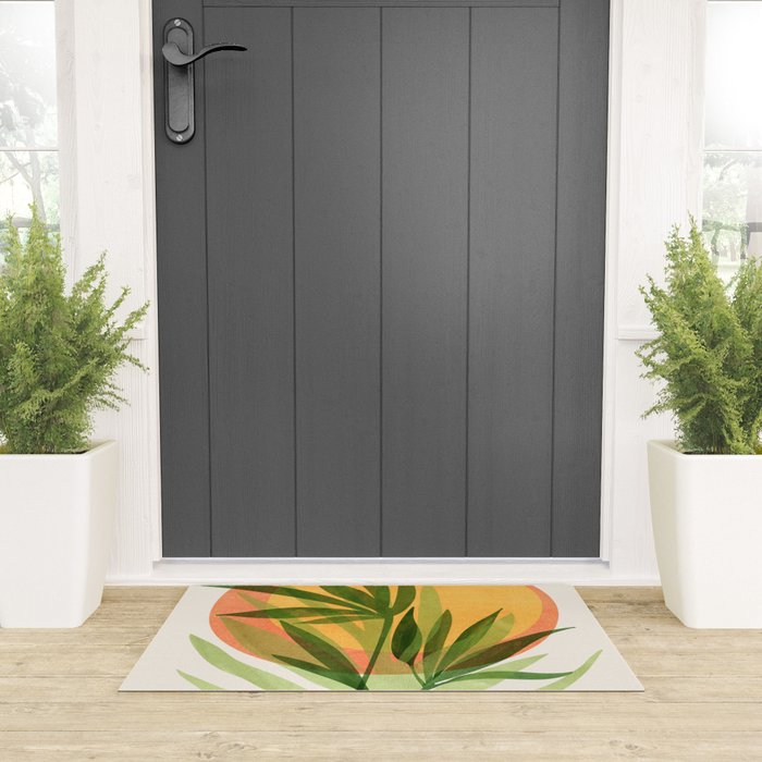 Retro Sunset Garden Still Life Welcome Mat Gallery Image 3