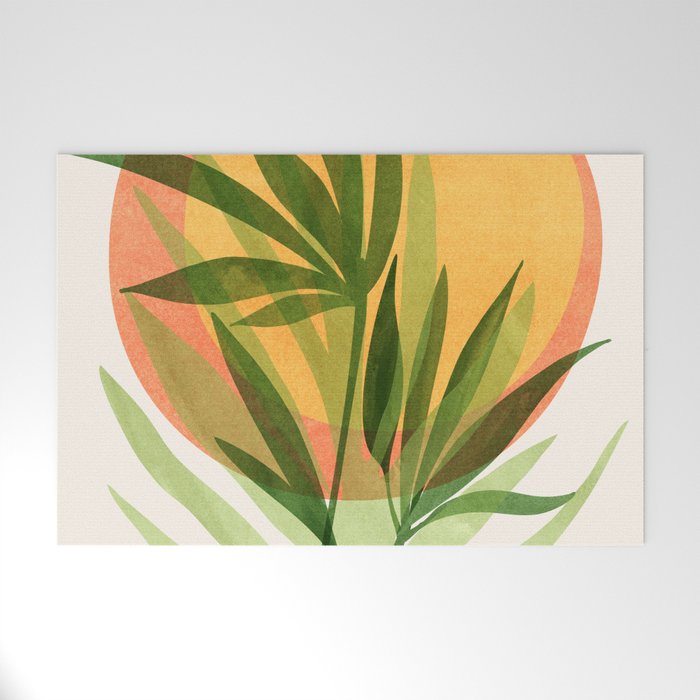 Retro Sunset Garden Still Life Welcome Mat Gallery Image 1