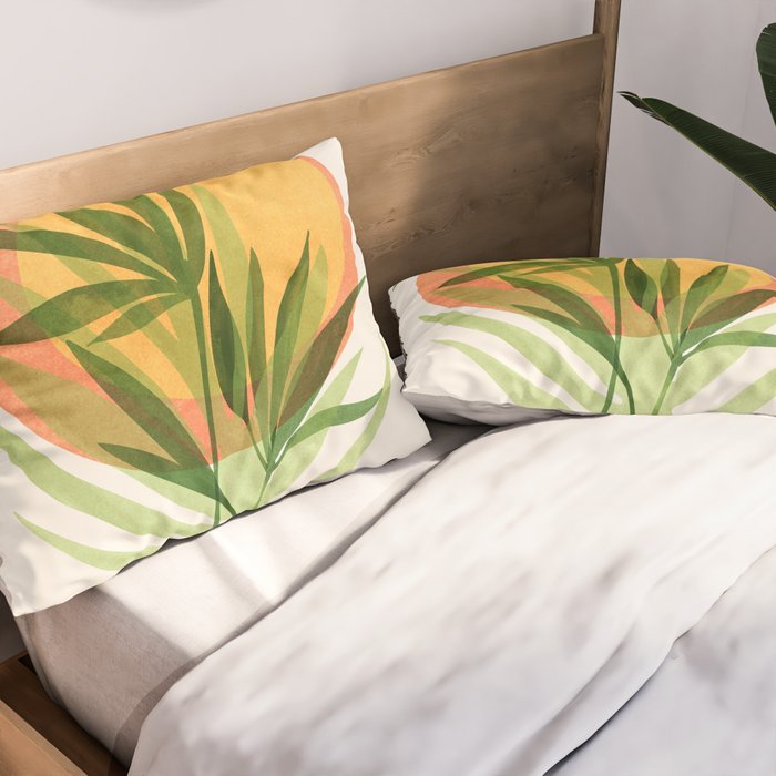 Retro Sunset Garden Still Life Pillow Sham Gallery Image 2