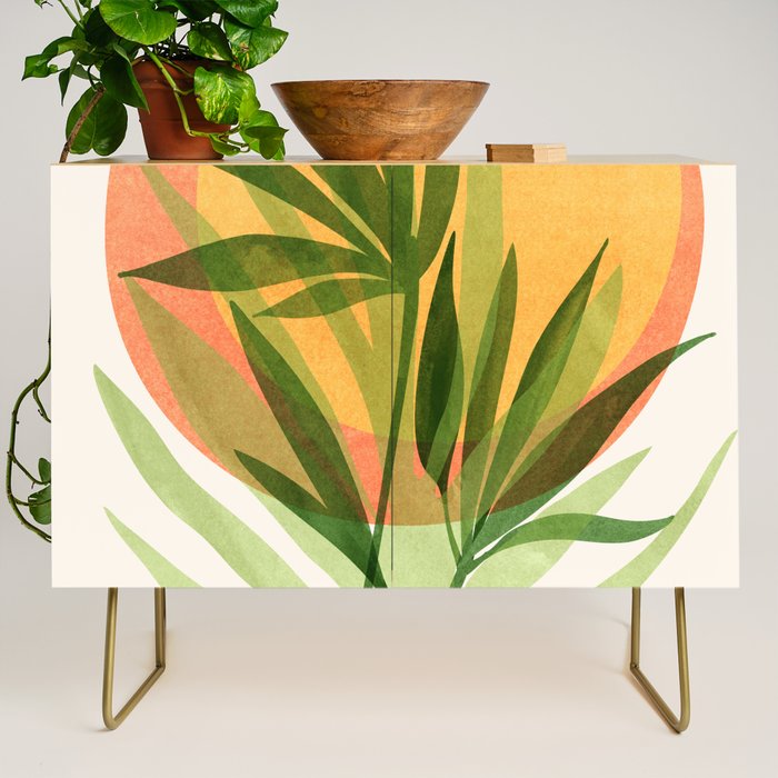 Retro Sunset Garden Still Life Credenza Gallery Image 1