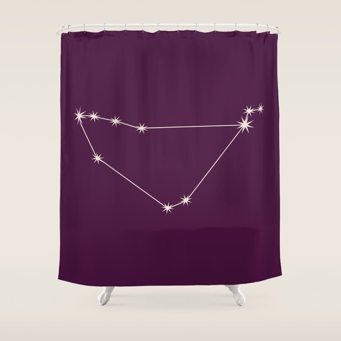 Capricorn Zodiac Star Constellation Line Art Plum Purple Shower Curtain Gallery Image 1