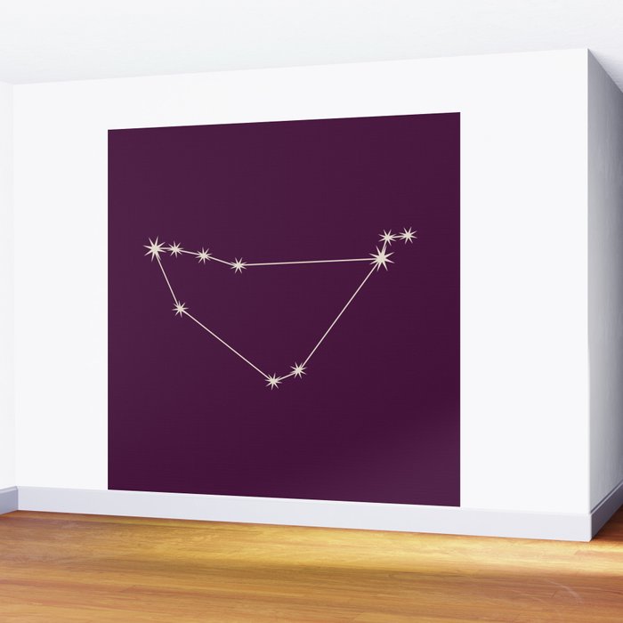 Capricorn Zodiac Star Constellation Line Art Plum Purple Wall Mural Gallery Image 2