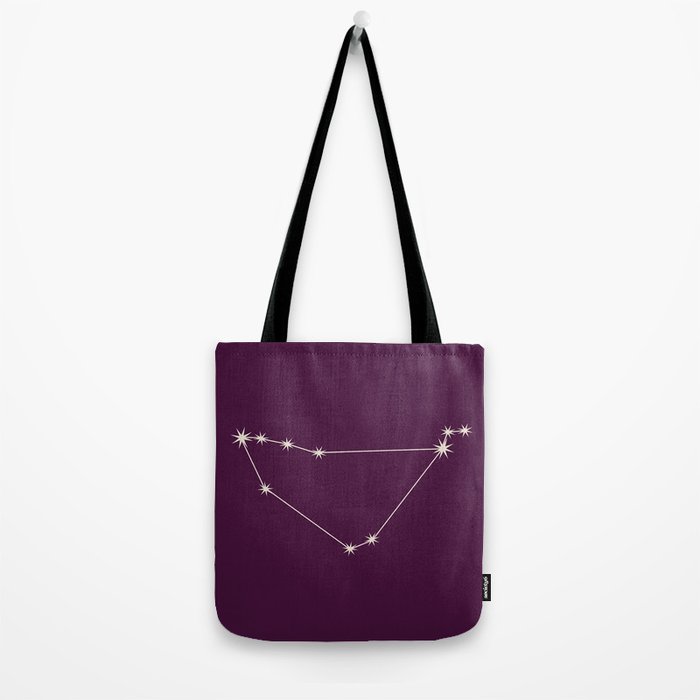 Capricorn Zodiac Star Constellation Line Art Plum Purple Tote Bag Gallery Image 2